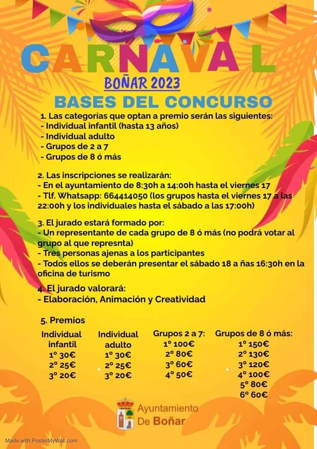 Carnaval Boñar 2023 Bases del concurso