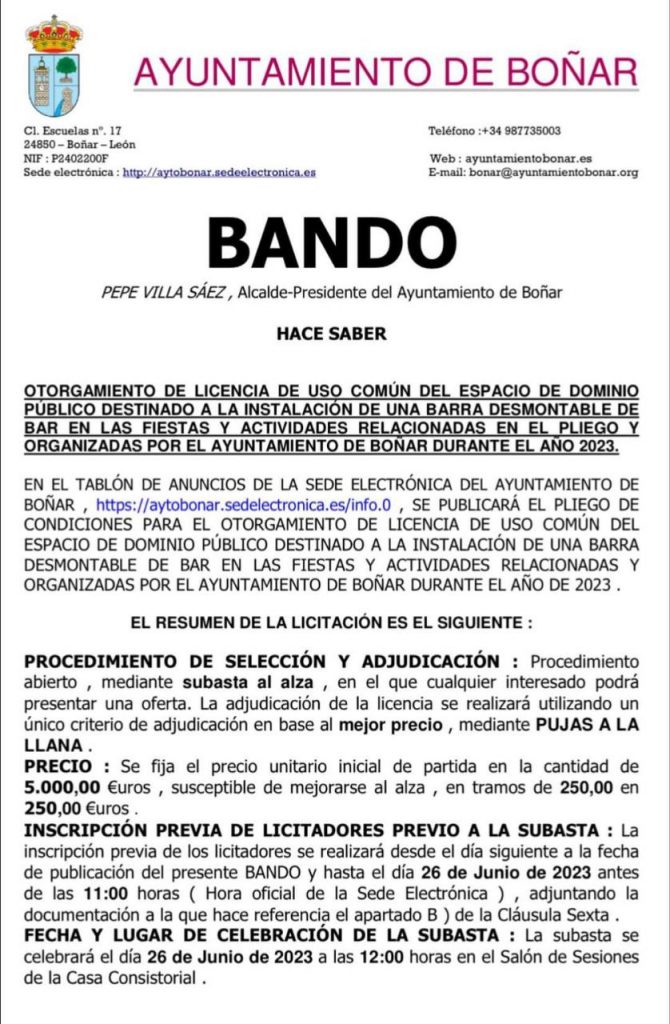 Bando Barra desmontable de Bar fiestas 2023